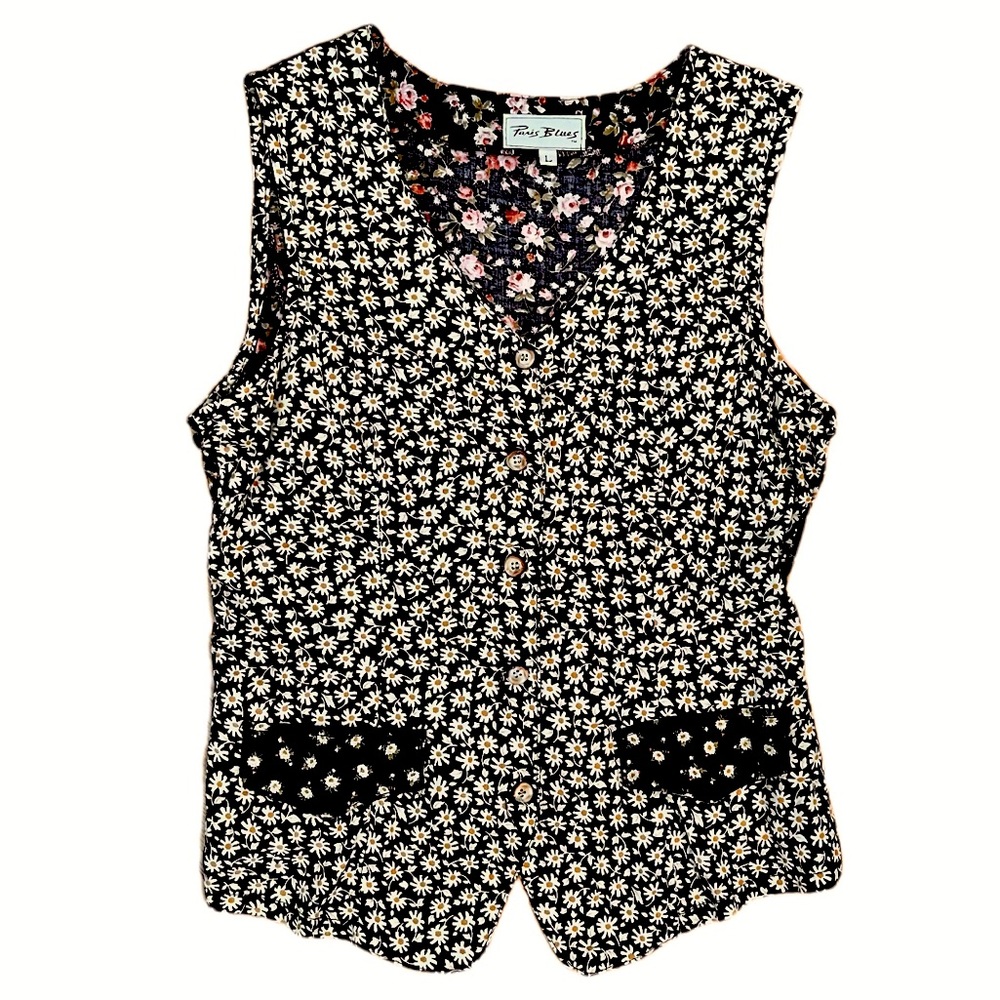 Vtg 90s Floral Women’s Vest L